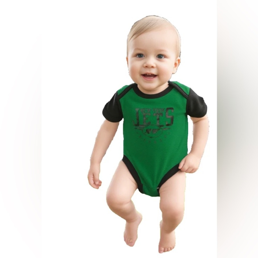 NFL Team 1 Piece New York Jets Infant Size 6-9 Months Green W/Black Trim Snaps